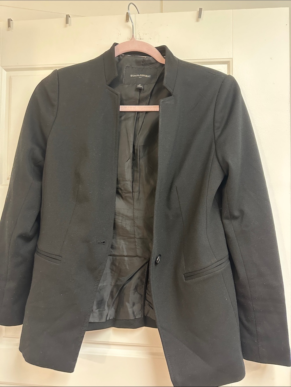 Banana Republic Black Collarless Single-Button Blazer